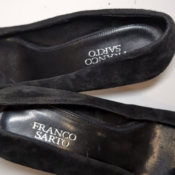 FRANCO SARTO Suede Leather Pumps Peep Toe Block Heels - Picture 8 of 11